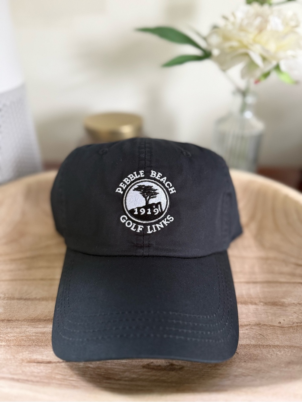NWT Pebble Beach Golf Links 1919 Lone Cypress Black Golf Hat Adjustable